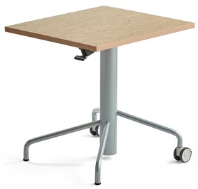 Výškovo nastaviteľný stôl ARISE, 600x700 mm, linoleum - béžová, šedá