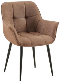 Stolička s podrúčkami Roseville - látka, nohy čierny kov - Sivo-hnedá (Taupe)