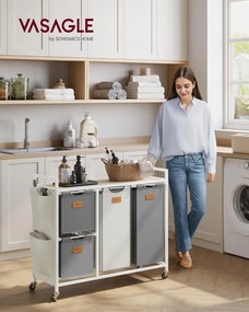 Koš na prádlo Vasagle Males 150 l hnědý/šedý/krémový