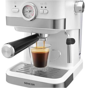 Sencor pákový espresso kávovar 1050W/230V biely/matný chróm