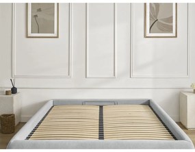 Svetlosivá čalúnená dvojlôžková posteľ s úložným priestorom/bez čela s roštom 180x200 cm Inera – Bobochic Paris