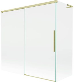 Mexen Rox, L posuvná 2-krídlová vaňová zástena 160 + 75 x 150 cm, 8mm číre sklo, zlatý matný profil, 8C9L-160-075-55-00