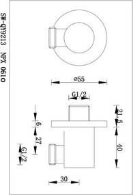 Laveo Rondo, uhlový konektor, chrómová, LAV-NPX_061O