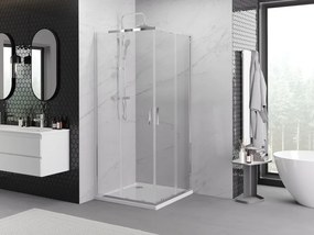 Mexen Exo-S Duo štvorcový sprchovací kút s posuvnými dverami 100 x 100 cm, transparentný, chróm - 8111-100-100-01-00