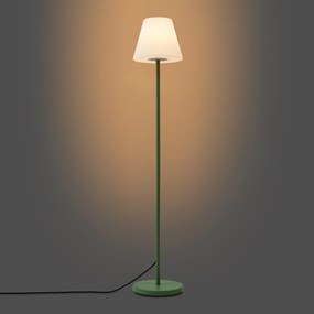 Vonkajšia stojaca lampa zelená s bielym tienidlom IP65 - Virginia