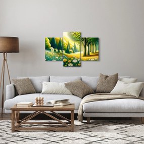 Obraz - Dedina v žlto-zelenej (90x60 cm)