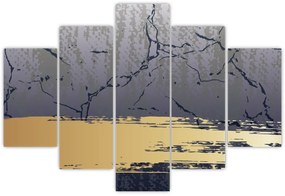 Obraz - Modrá a zlatá abstrakcia N⁰1 (150x105 cm)