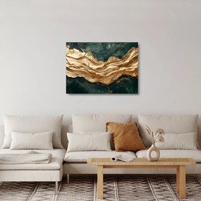 Sklenený obraz - Zelená abstrakcia so zlatom II. (70x50 cm)