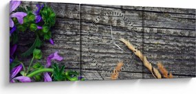 Obraz - lúčne kvety (s hodinami) (90x30 cm)
