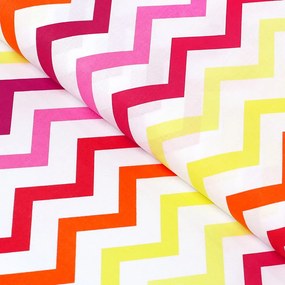 Biante Bavlnený behúň na stôl Sandra SA-379 Žlto-ružovo-červené cik-cak pásiky 45x180 cm