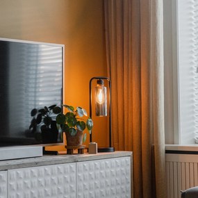 Moderná stolná lampa čierna s dymovým sklom - Stavelot