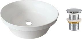 Comad Keramické umývadlo na dosku Mada 40x40 biele + výpusť Click-Clack, chróm