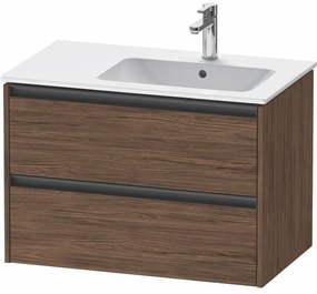 DURAVIT Ketho 2 závesná skrinka pod asymetrické umývadlo (pravé), 2 zásuvky, 810 x 480 x 549 mm, orech tmavý, K25268021210000