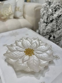 Biely sklenený vianočný tanier 31cm