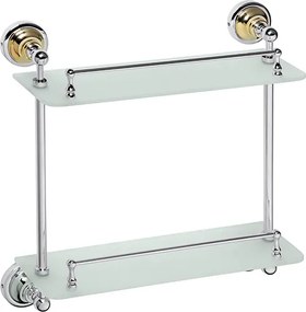 Bemeta Design RETRO gold-chrom: Polička, 400 mm, dvojitá, sklo - 144202128