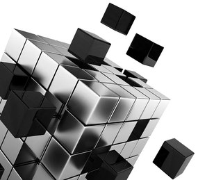 Tapeta čiernobiela moderná Rubikova kocka