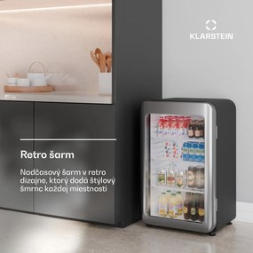 Klarstein Audrey Evo chladnička na nápoje, Retro dizajn, sklenené dvere, 93 L, EEK C