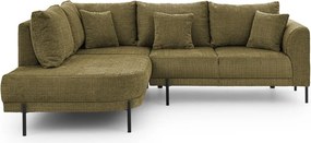 Zelená ženilková rohová pohovka (ľavý roh/do L) Mauris – Ropez