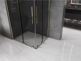 Mexen Velar Duo, sprchový kút s posuvnými dverami 90 x 80 cm, 8mm šedé sklo, zlatá lesklá, 871-090-080-42-50