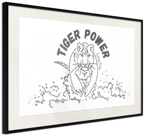 Artgeist Plagát - Tiger Power [Poster] Veľkosť: 30x20, Verzia: Čierny rám s passe-partout