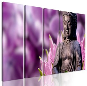 5-dielny obraz Budha meditujúci v kvetinovej záhrade