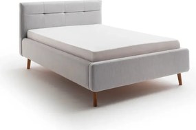 Svetlosivá čalúnená dvojlôžková posteľ s úložným priestorom s roštom 140x200 cm Lotte – Meise Möbel