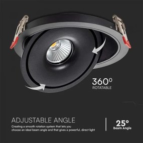 LED Podhľadové bodové svietidlo LED/12W/230V 3000/4000/6400K pr. 12 cm čierna