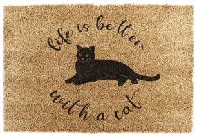 Rohožka z kokosového vlákna 60x90 cm Life Is Better With a Cat – Artsy Doormats