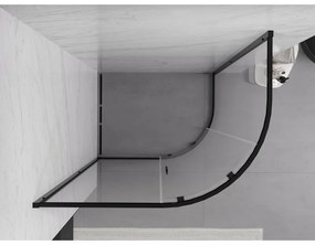 Mexen Exo, asymetrický sprchovací kút s posuvnými dverami 100 x 90 cm, 6mm číre sklo, čierny profil, 8131-100-090-70-00