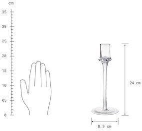 Butlers INVISIBLE Sklenený svietnik na dlhú sviečku 24 cm