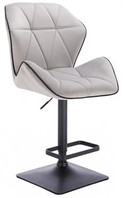 LuxuryForm DESIGN Barová stolička MILANO MAX VELUR na čiernej hranatej podstave - šedá