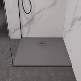 Erga Hyper, SMC sprchová vanička 90x90x2,6 cm + sifón, šedá matná, ERG-V06-SMC-9090S-GR