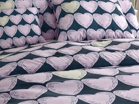 Obliečky z mikrovlákna VIOLET HEARTS svetlo fialové Rozmer obliečky: 2 ks 70 x 80 cm | 160 x 200 cm