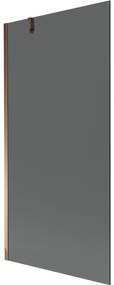 Mexen Next, vaňová zástena 1-krídlová 90 x 150 cm, fixné krídlo, 6 mm šedé sklo, ružové zlato profil, 895-090-000-00-40-60