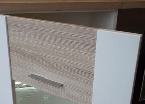 Obývacia stena Caracas Media, dub/biely lesk, s osvetlením