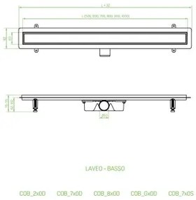 Laveo Basso, lineárny odtok s mriežkou 70 cm, čierna matná, LAV-COB_770D