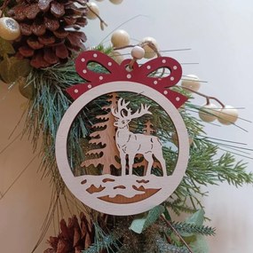 DECOLED Ozdoba s jeleňom, 10 x 12,5 cm, drevená