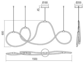 Moderné svietidlo REDO HENK SU LED 80W 3000K SBK  01-3557
