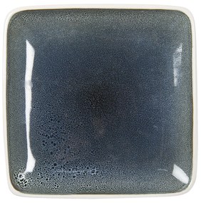 Šedomodrý štvorcový keramický tanier - 27*27*3 cm