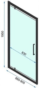 Rea Rapid Swing, 1-krídlové sprchové dvere 900x1950 mm, 6mm číre sklo, zlatý matný profil, REA-K2502