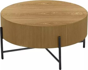 Kávový stolík Corbi 80 cm do obývačky - dub / čierny mat