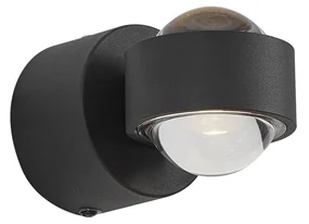 Dizajnové nástenné svietidlo čierne vrátane LED IP44 - Lens