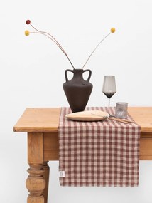 Ľanový stolový behúň Chocolate Gingham