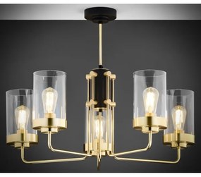 Jupiter 2088 - Luster na tyči RAMIREZ 5xE27/15W/230V zlatá/čierna