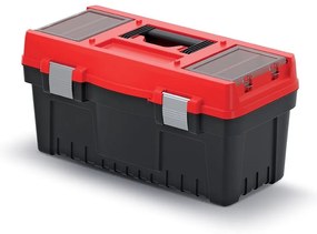 Kufor na náradie s alu zámkami 54,8 × 27,4 × 28,6 cm, prepážky, červená