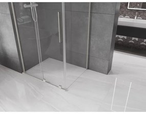 Mexen Velar L, sprchový kút s posuvnými dverami 120 x 90 cm, 8mm číre sklo, brúsená oceľ, 871-120-090-03-97