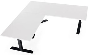 Výškovo nastaviteľný stôl OfficeTech Angle, 180 x 200 cm, čierna podnož, biela