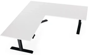 Výškovo nastaviteľný stôl OfficeTech Angle, 180 x 200 cm, čierna podnož, biela