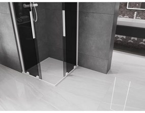 Mexen Velar Duo, sprchový kút s posuvnými dverami 80 x 80 cm, 8mm šedé sklo, biela matná, 871-080-080-42-20