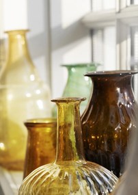 MADAM STOLTZ Sklenená vázička z recyklovaného skla Hnedá